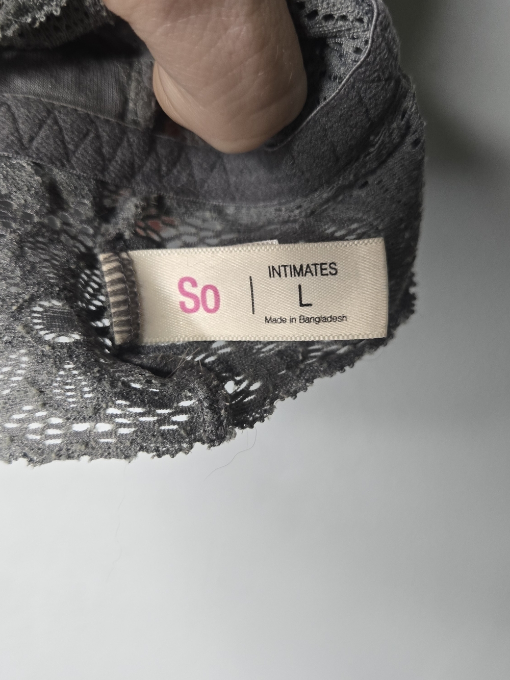 SO Intimates Gray Floral Lace Bralette Size Large Plunge Racerback - Picture 3 of 3